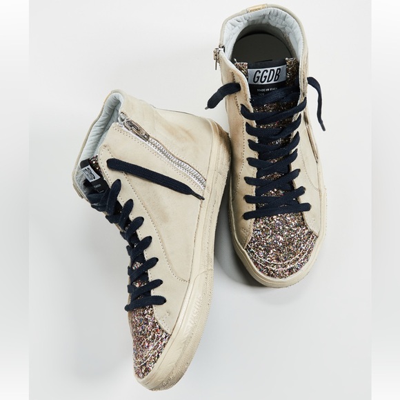 Golden Goose Slide Sneakers Cream / Multi Glitter Size 40 - Pre Owned - Picture 4 of 17